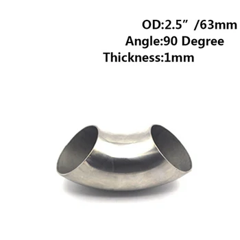 Nerezový 90 ° Ohyb Lakťa Výfukového Potrubia 2.5/2 cm 51/63mm