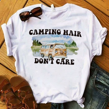 Ženy Lady T Shirt Camper Vlasy nezaujíma Vytlačené Tričko Dámske Krátky Rukáv T-Shirt Ženy, Ženské Šaty, Topy Grafické T-shirt