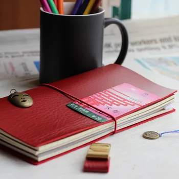 Cestujúci' notebook cestovný denník PU faux kožené multifunkčné poznámkový blok vintage