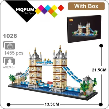 LOZ Mini stavebným Svetovej Architektúry London Tower Bridge Záštitou Plachtenie Hotel Malých Častíc Montáž vzdelávacie hračky