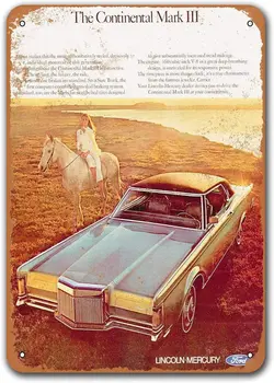 1970 Lincoln Continental Mark III Starého Auta Tin Znamenie, Sisoso Vintage Kovové Plakety Plagát Pub Muž Jaskyňa Retro Stenu Decor