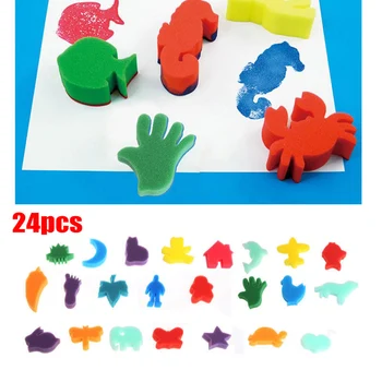 24Pcs/Set Detské Deti Maľovať Zvierat Tvarované Hubky Hračky pre Umelecké Remeslá Maľovanie NSV775