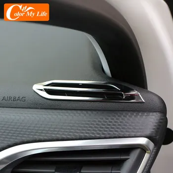 2ks/Set ABS Chrome Predné Klimatizácia Ventilačné Zásuvky Dekorácie Výbava AC Prieduch Nálepka pre Peugeot 2008 - 2019 Styling