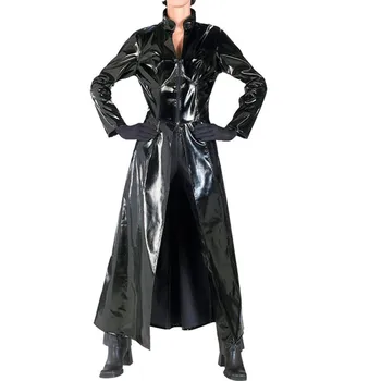 Muž Výkopu Dlhé Dizajn Kožený Kabát PVC Dlho Zákopy Srsti Mužov a Ženy, Neutrálne, na Noc Spevák Ds Kostýmy Windbreaker Mužov