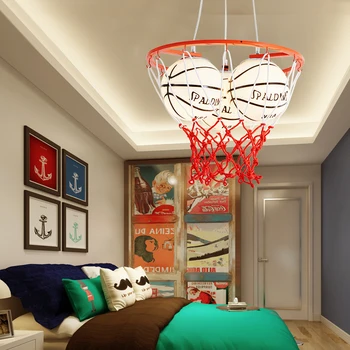 Modern art deco basketbal stropné svietidlá tvorivé deti spálňa LED lampa chlapec, izba stropné svietidlá E27 energeticky úsporné M