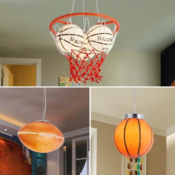 Modern art deco basketbal stropné svietidlá tvorivé deti spálňa LED lampa chlapec, izba stropné svietidlá E27 energeticky úsporné M