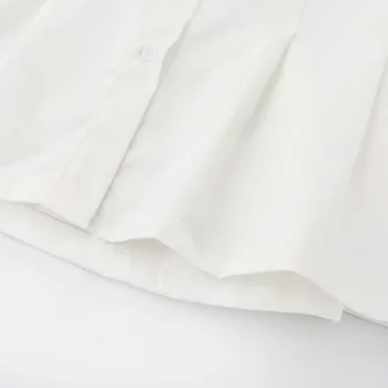 Anibol 2021 Jar Sexy Biele Tričko Skladaný Pás Elegantné Šaty