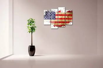 Americká Vlajka v Jeho Krajine Osnovy Wall Art Maľovanie Obrazu USA mapa Tlač Na Plátno Pripravený Na Zavesenie Drop shipping