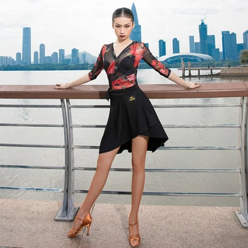 2020 Latin Dance Sukne Žena Praxi Oblečenie Jeden Kus Hip Šatku Balet Rumba, Tango Flamengo Šaty Výkon Kostým BL3858