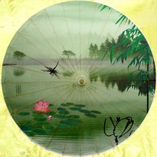 Dia 50 cm Čínske tradičné ručne vyrábané dáždnik nepremokavé slnečník tanečné rekvizity olejované papier dáždnik Vážky dotyk lotus