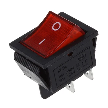 Červené Svetlo 4 Pin DPST zapne/VYPNE Modul v Kolískový Spínač 15A/250V 20A/125V AC 28x22mm 4 pin terminál, on/off tlačidlo, Neónové svetlo