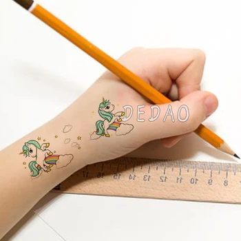 Nepremokavé Dočasné Tetovanie Nálepky Krásna Dúha Unicorn Mraky Falošné Tetovanie Tatouage Temporaire Flash Tatto Pre Deti Deti