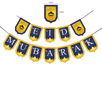 EID MUBARAK Balóny Navy Blue Gold Banner s Hviezdy, Mesiac Eid Balón pre Moslimských Ramadánu Mubarak Party Dekorácie dodávky