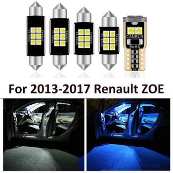 9pcs Auto Biele Interiérové LED Žiarovky Balík Kit Pre Roky 2013-2017 Renault ZOE Mapu Dome batožinového priestoru Lampa Iceblue Svetlo Auto Príslušenstvo