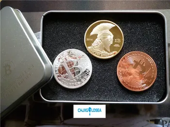 3piece BTC pamätné mince American Bronze Titan Obľúbené Nádherné remeselné s box darček prítomný