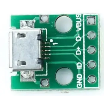 10pcs MICRO USB na DIP Adaptér 5pin samica konektor B typu pcb converter, pinboard 2.54
