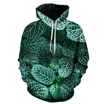 Nové Módne 3D Tlač Hoodies Zábavné Unisex Hoodies rastlín leaf green Tlač Hotstyle Pulóver Rukáv Streetwear Mikina s Kapucňou,