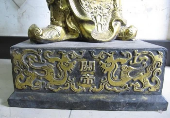 Pieseň voge gem S1485 Čínskej Ľudovej Fane klasické Staré Pozlátený Bronz Guan Gong bojovník Socha