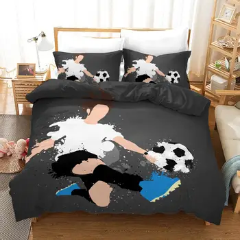 3D Dizajn futbal Futbal posteľná bielizeň Kryt Set Prikrývka Perinu obliečky na Vankúše Posteľná Bielizeň Súbor 2-3KS Twin King Size Queen
