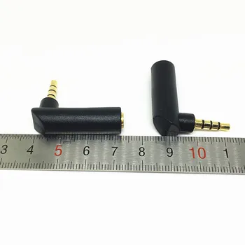 100ks Medi 3,5 mm 3 / 4 Pól Muž Pravý Uhol 3,5 mm 3 / 4 Pól Samica Audio Stereo Plug Tvaru L Jack Konektor pre Adaptér
