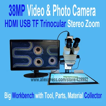38MP 3.5-90X Spájkovanie Trinocular Stereo Mikroskopom Stojan Objektív, HDMI, USB, Digitálny Elektronický Fotoaparátu na Opravu Mobilný Telefón Nástroje