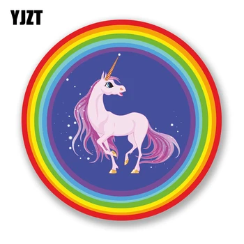 YJZT 13.5CM13.5CM Zaujímavé Krásne Jednorožec Cartoon Kôň Farebné PVC Auto Vysoko Kvalitné Dekorácie-Nálepky Grafické C1-5050