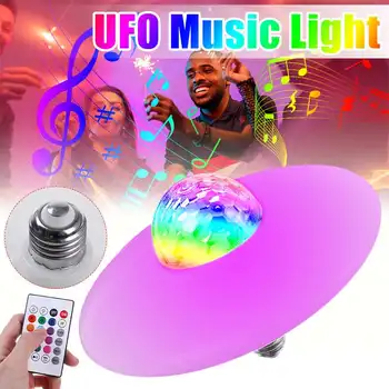 86v-265v RGB Bluetooth LED UFO Svetlo E27 30W Prehrávania Hudby Žiarovka S Diaľkovým ovládaním Prenosné Audio Video Reproduktor
