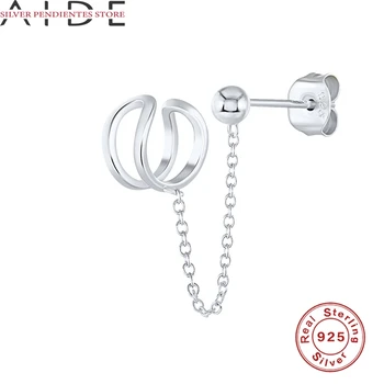 AIDE 1PCS 925 Sterling Silver Chain Strapec Náušnice Pre Ženy Jednoduché Módy Piercing Stud Náušnice Joyero Boucle D'oreille