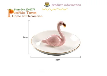 NOVÉ Nordic štýl jednoduché pozlátené životného prostredia keramické troch-dimenzionální flamingo skladovanie zásobník,kúpeľňa nepremokavé malé misky