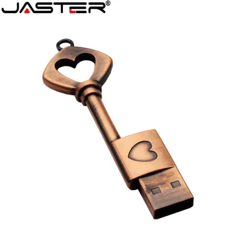 JASTER Medi láska v tvare srdca kľúč usb flash disk kl ' úč pero disk 4 gb 16 gb 32 gb, 64 gb kovové kľúče memory Stick svadobný dar