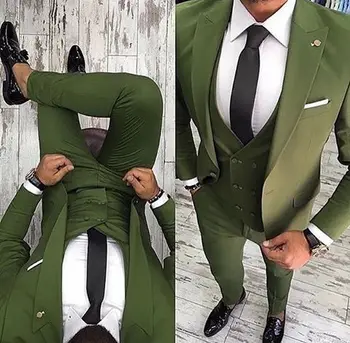 2019 Hot Predávať Svetlo Zelené Pánske Klasické Obchodné Svadobné Obleky Šité Nevesty Svadobné Smoking Pre Mužov Groomsmen Kostým Homme