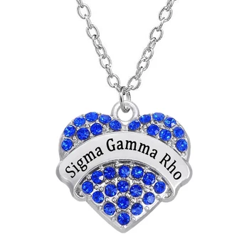 Nádherné gréckej Abecedy Sigma Gama Rho v tvare Srdca Štítok s Drahokamu Crystal Kúzlo Náhrdelník, na Univerzite Sorority Darček
