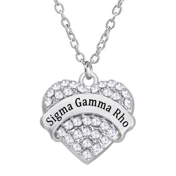 Nádherné gréckej Abecedy Sigma Gama Rho v tvare Srdca Štítok s Drahokamu Crystal Kúzlo Náhrdelník, na Univerzite Sorority Darček