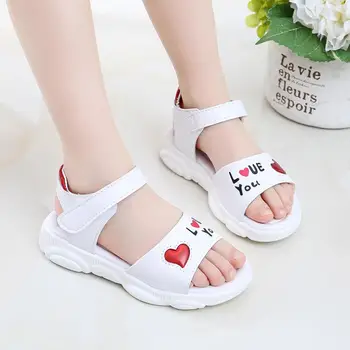20200Kids Sandále pre Dievčatá, detské Letné Otvorené Prst Topánky Láska Srdce Dievčatá Bežné Sandále Ružová, Biela Farba Lacnejšie Veľkosť 27-37