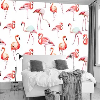 Nordic Štýl Tapety Non-Tkané nástenné Maľby Akvarel Flamingo Bezšvíkové Tapety pre Spálne Romantický Nálepky Tapety
