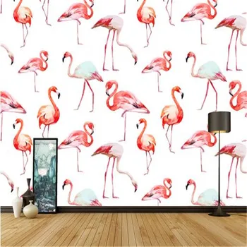 Nordic Štýl Tapety Non-Tkané nástenné Maľby Akvarel Flamingo Bezšvíkové Tapety pre Spálne Romantický Nálepky Tapety