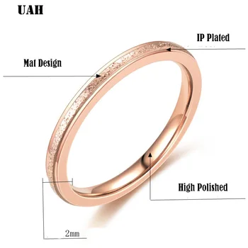 UAH Kolo Prstene Pre Ženy Tenké Nehrdzavejúcej Ocele snubný Prsteň Jednoduchosť Módne Šperky Veľkoobchod bijoux 2 mm
