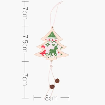 Drevené Vianočný Strom Tvar Prívesok S Ozdobné Zvončeky Vianočný Strom Visí Drop Ornament Holiday Party Dekorácie