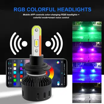 H7 Auto LED RGB Svetlometu Auta APLIKÁCIU Bluetooth Ovládanie Multicolor Hmlové Svetlá, Žiarovky, Lampy, Nákladné Auto