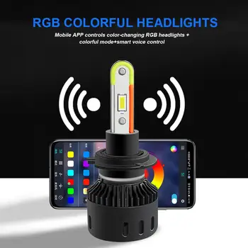 H7 Auto LED RGB Svetlometu Auta APLIKÁCIU Bluetooth Ovládanie Multicolor Hmlové Svetlá, Žiarovky, Lampy, Nákladné Auto