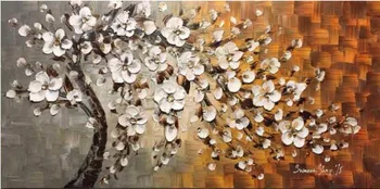 Veľkoobchod Ručné Moderné Abstraktné Kvet Olejomaľba Nôž Bohaté Na Stenu Strom Decor Motýľ Maľovanie Na Plátno Pre Obývacia Izba