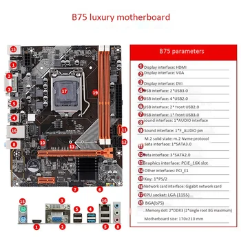 B75 Doske M-ATX základnej Doske Počítača M. 2 LGA1155 Podpora 2*8G DDR3 Dual Channel pre i3 i5 i7 CPU