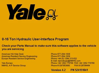 Yale 8-16 Ton Hydraulický Používateľské Rozhranie Programu
