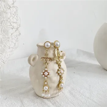 S925 ihly zlatý kvet náušnice s perlou pre ženy zliatiny zinku kvetinový náušnice dievčatá strana náušnice šperky veľkoobchod