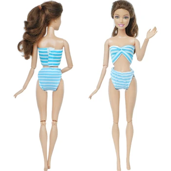 Jeden Ks Modrá Biele Stripe Plavky, Plavky Leto, Pláž, Kúpanie Bikini Podprsenka Bielizeň Oblečenie pre Bábiku Barbie Príslušenstvo Hračky