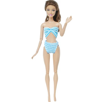 Jeden Ks Modrá Biele Stripe Plavky, Plavky Leto, Pláž, Kúpanie Bikini Podprsenka Bielizeň Oblečenie pre Bábiku Barbie Príslušenstvo Hračky