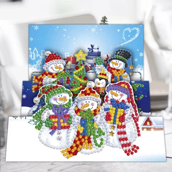 8Pcs Vianoce Diamond Maľovanie Pohľadnice Veselé Vianoce Auta Špeciálne tvarované Časti Vŕtačky Santa Claus, Vianočné Pohľadnice