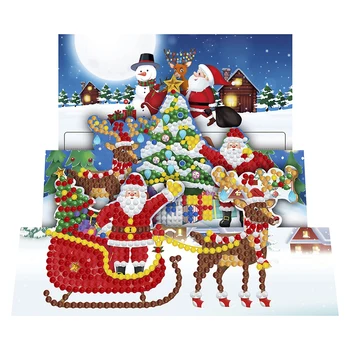 8Pcs Vianoce Diamond Maľovanie Pohľadnice Veselé Vianoce Auta Špeciálne tvarované Časti Vŕtačky Santa Claus, Vianočné Pohľadnice