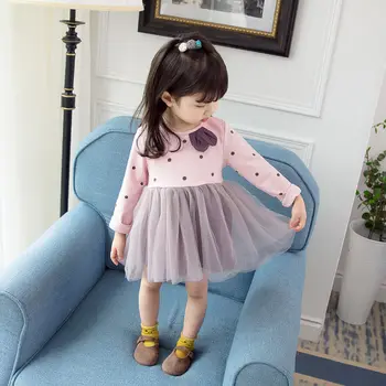 2020 Dieťa Dieťa Roztomilý Dievča Dot Oka Princezná Šaty Batoľatá Deti Jar Jeseň Fashion Narodeniny Tutu Šaty Vestido Oblečenie