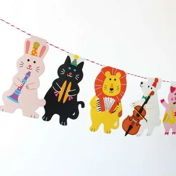Nový Deň Detí Školy, Škôlky Činnosti Zdobené Cartoon Zvieratá Vytiahnuť Vlajky Narodeninovej Party Zdobiť Farebnými Bannery